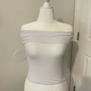 COTTON ON - Off-Shoulder Foldover White Short Sleeve Tee (Size M)